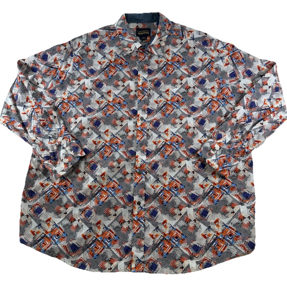 Daniel‎ Cremieux Men's Geometric Pattern Shirt - Blue, Orange, White